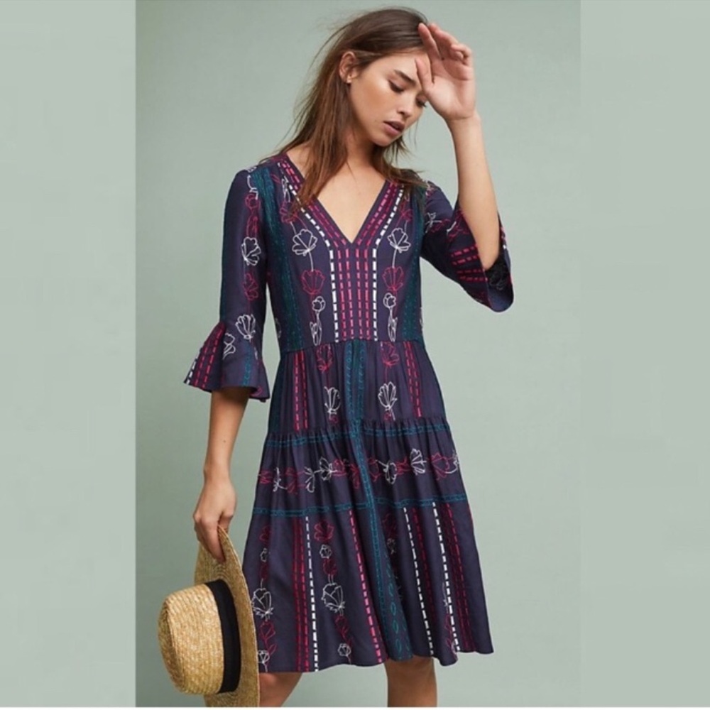Anthropologie Akemi + Kin Hailey Embroidered Dress 10